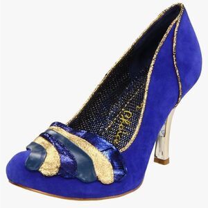 Irregular Choice Women's Royal Marriage Blue and Gold Heels US 7 / 38
